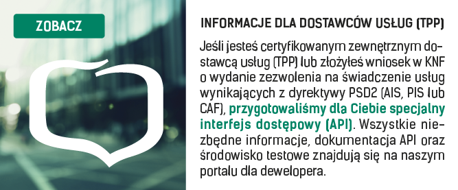 Informacje dla dostawców usług (TPP)